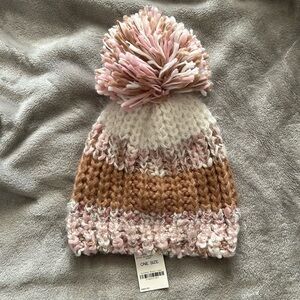 INC International Knit Beanie One Size NWT Beige Pink Stretchy Winter Fall Cozy
